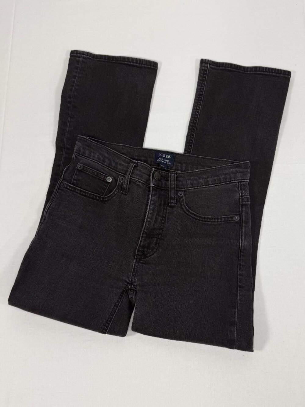 High Rise Crop Flare J.Crew Washed Black Stretch Denim Jeans Size 24